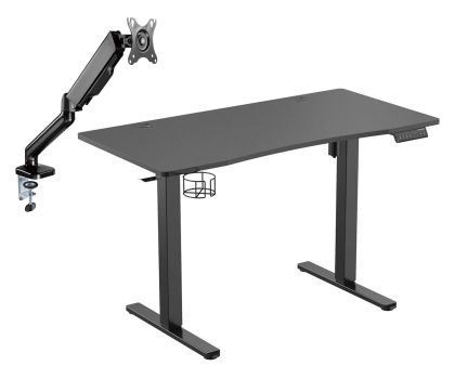 Biurko gamingowe Silver Monkey Biurko elektryczne ED-120 black + UM-600 (sprężyna gazowa)